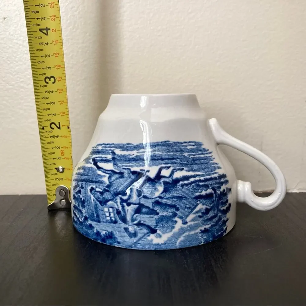Staffordshire England Liberty Blue Tea Cups Colonial Set of Three